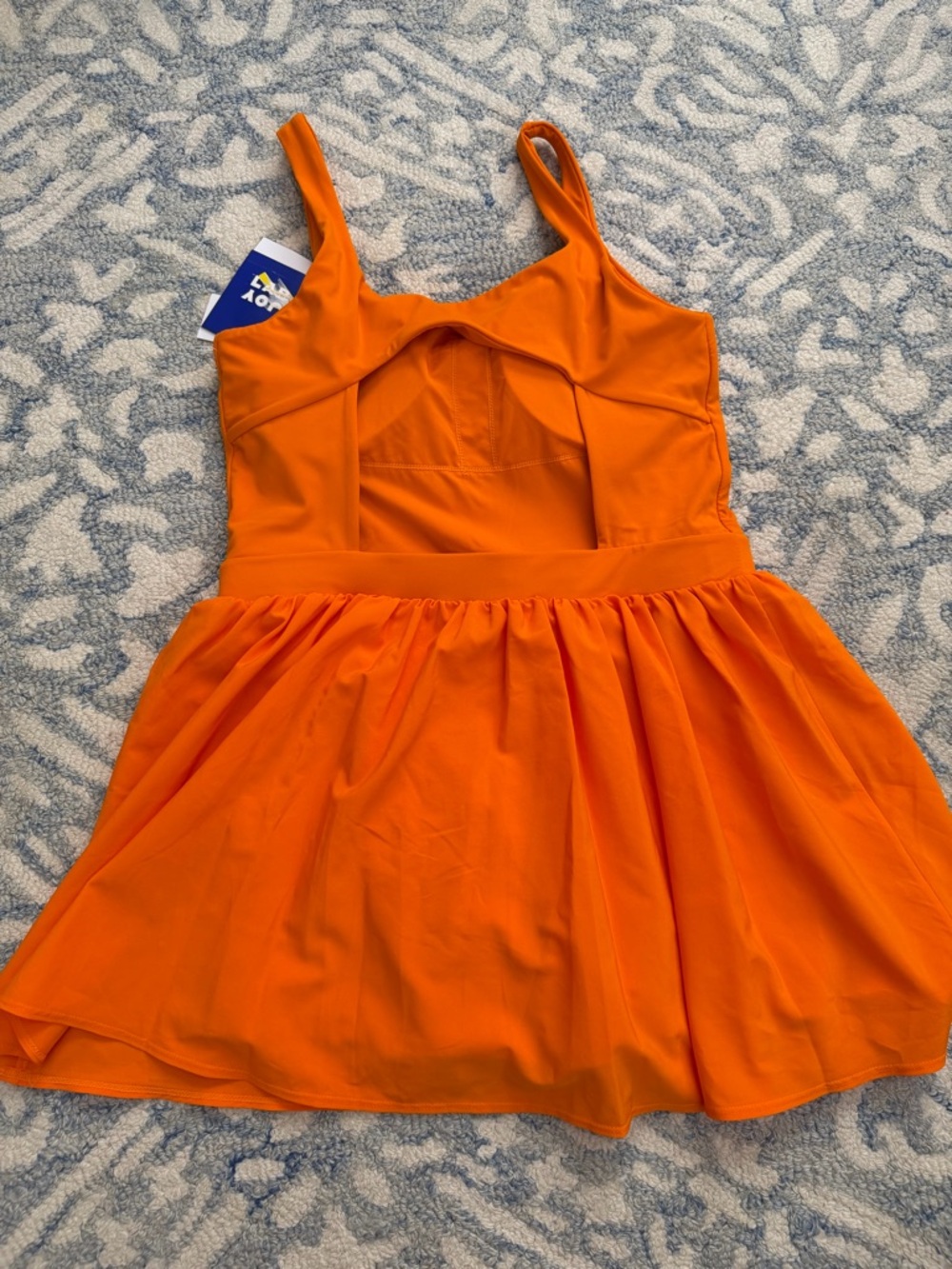 JoyLab Orange Scoop-Neck Mini Skater Dress - Picture 4 of 6